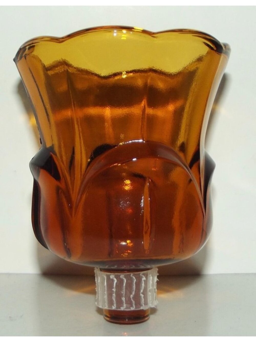 Glass Votive Cup Candle Holder Gold Amber Scalloped Tulip 2-7/8" - Picture 2 of 5